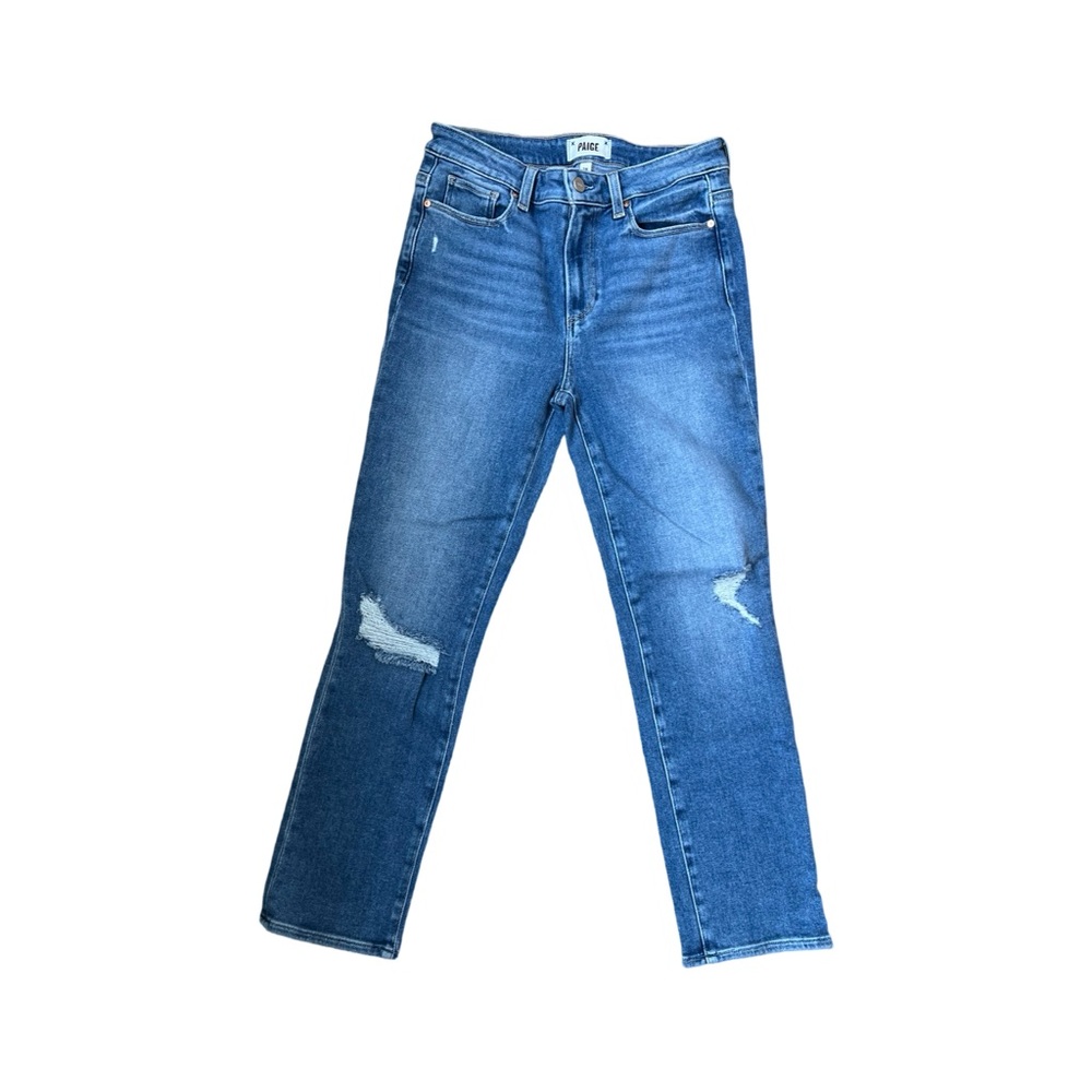 Paige Cindy Ripped Straight Leg Jeans In Speak Easy Destructed